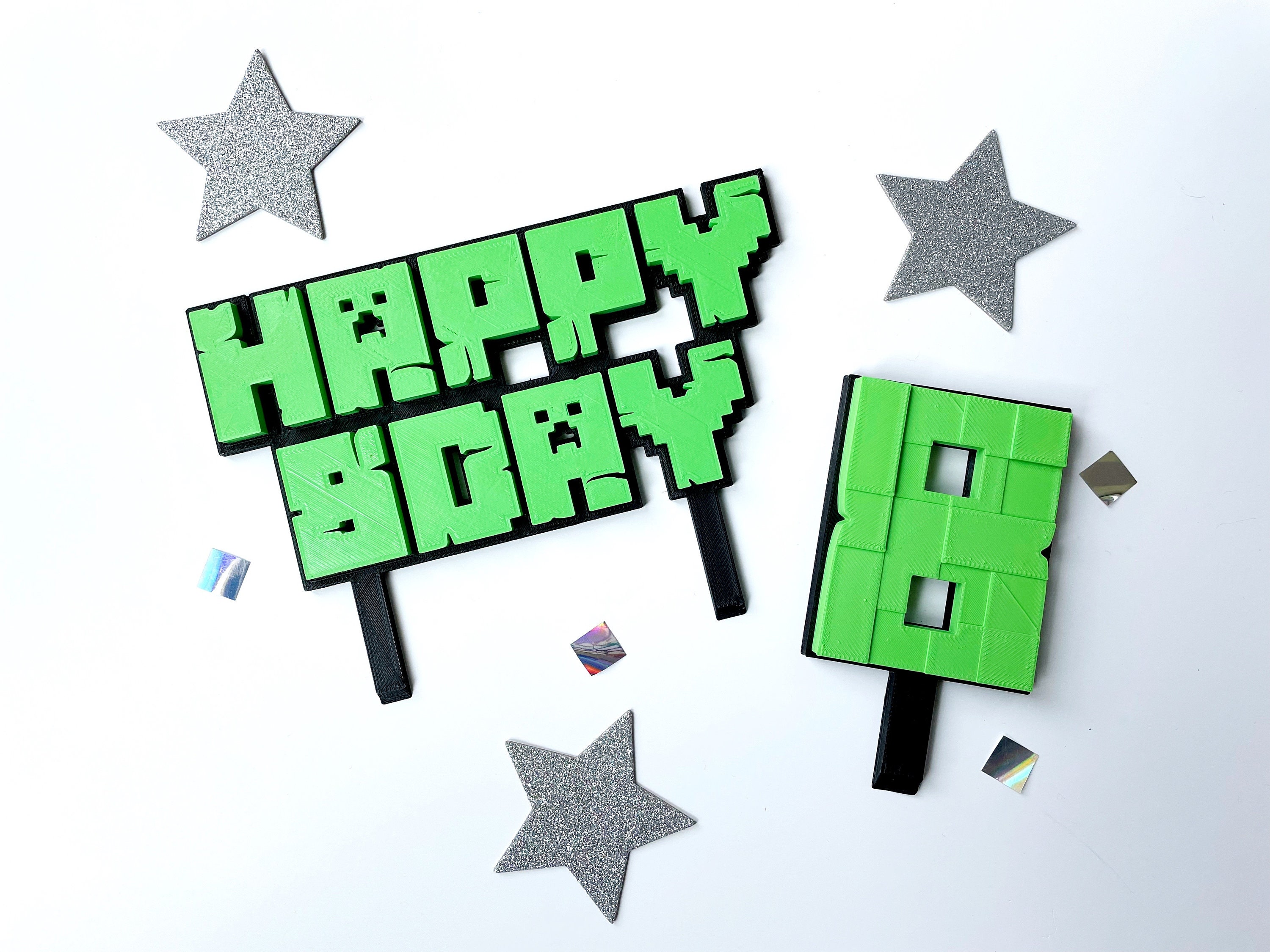 Minecraft Birthday Cake Number Topper