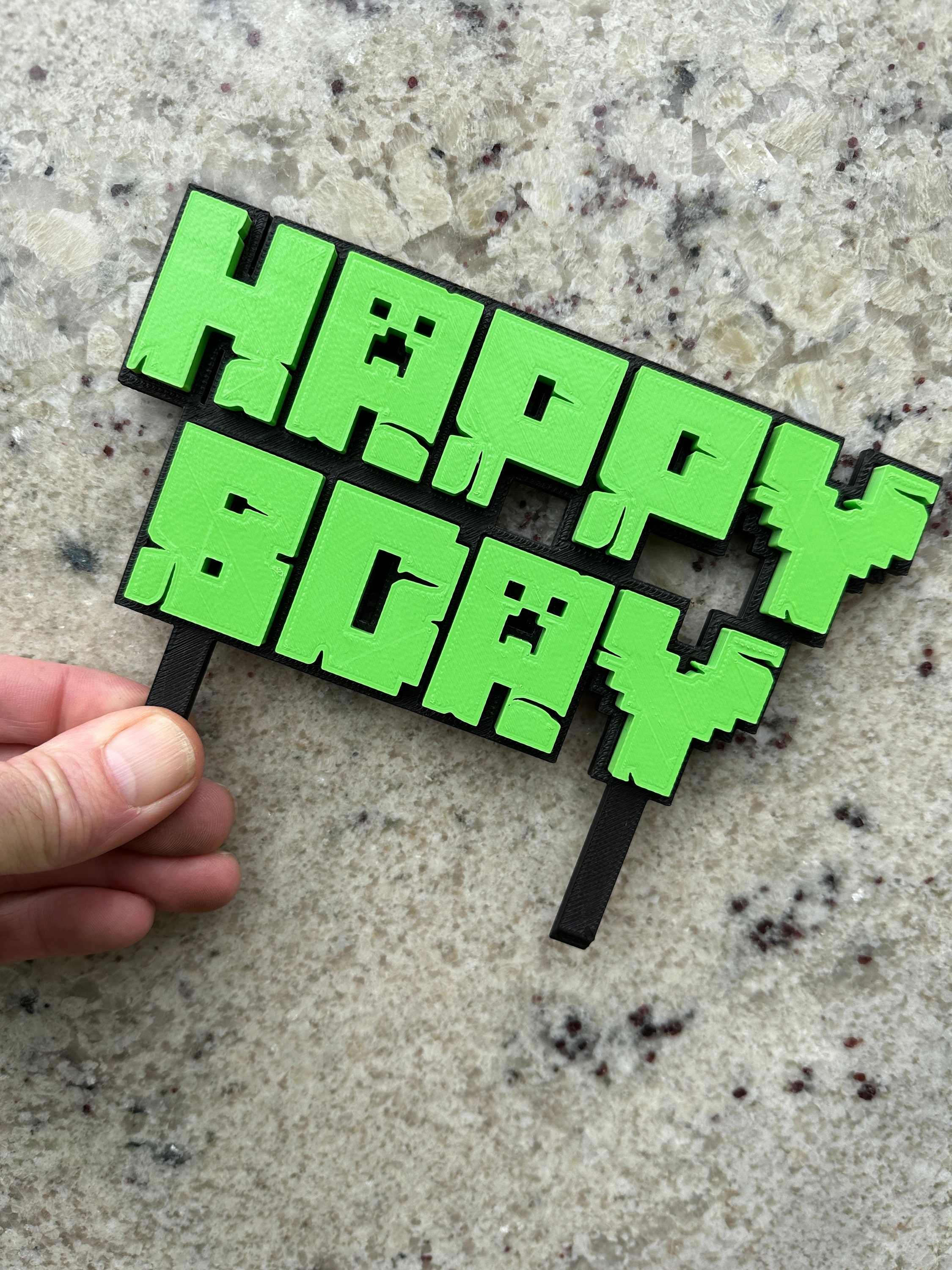 Bright Green & Black Minecraft Topper