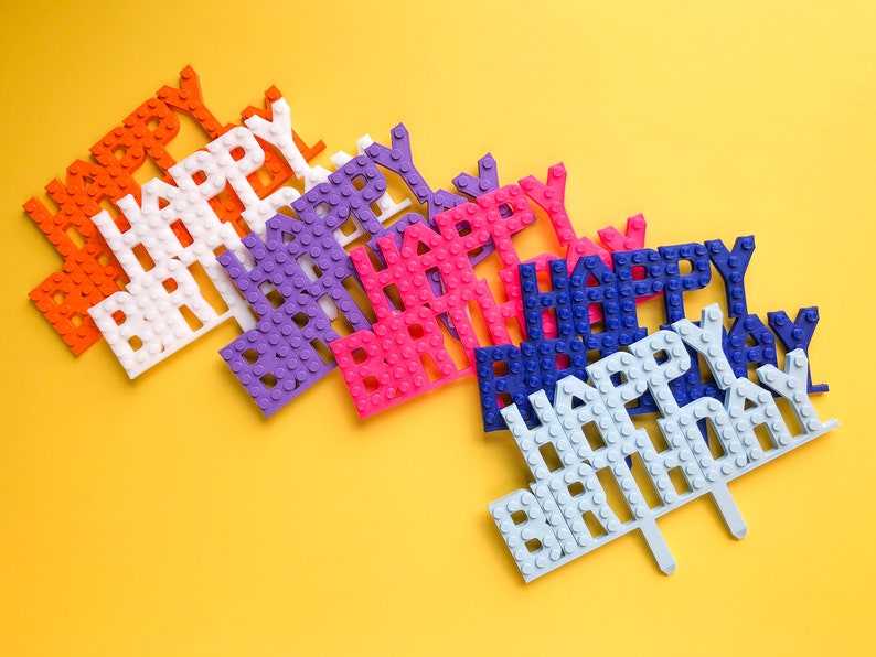 Ultimate Custom Brick Celebration Cake Set Personalized Happy Birthday Sign, Name and Numbers Cake Topper image 7