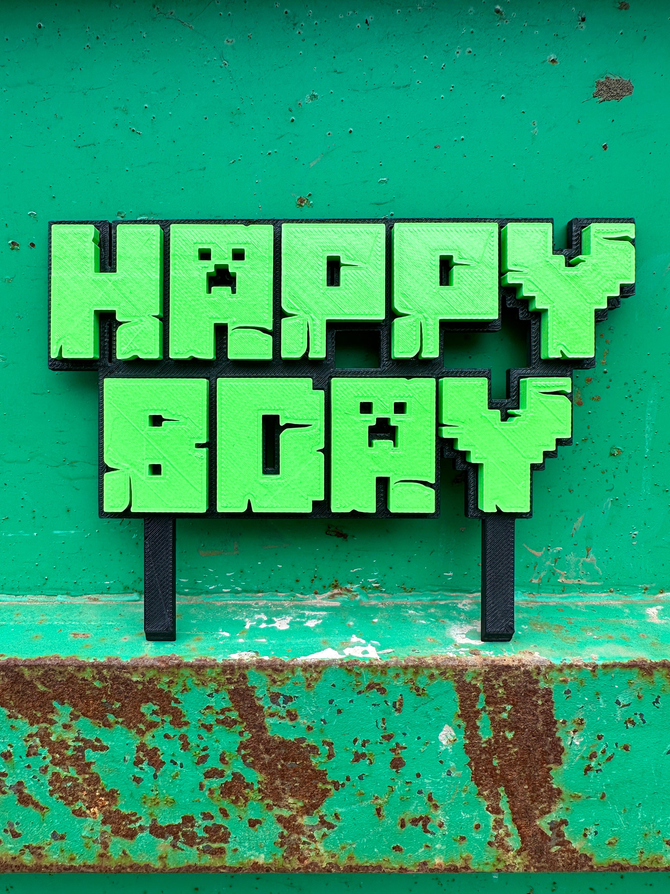 Bright Green & Black Minecraft Topper