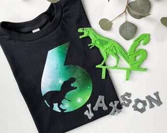Dinosaur Birthday Number Shirt | 4 5 6 7 8 year old t-shirt | Dino T-Rex Party Tee