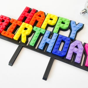 Happy Birthday Cake Brick Topper Brick Rainbow Birthday Cake Sign Etsy