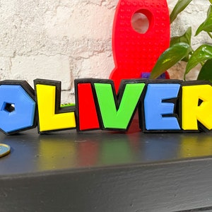 Custom Mario Style Name Sign | Personalized Desk Sign | Boy Gift for Girl | Kid Room Sign | Playroom Sign | Custom Nameplate