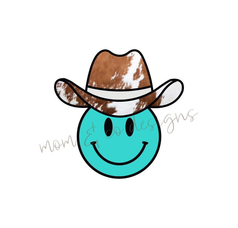 Smiley Face Cowboy Hat Sublimation PNG Bundle Digital Download