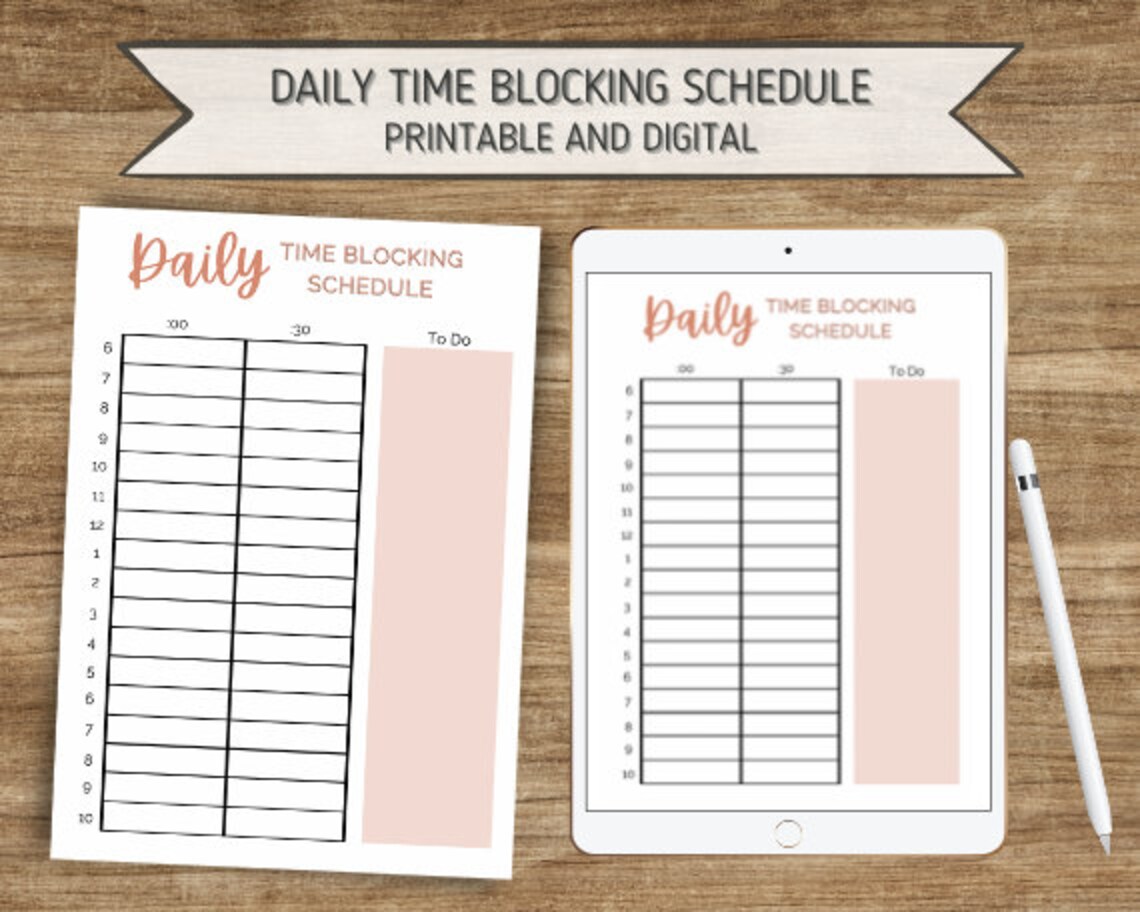 Time Blocking Daily Schedule Planner Printable or Digital Planner ...