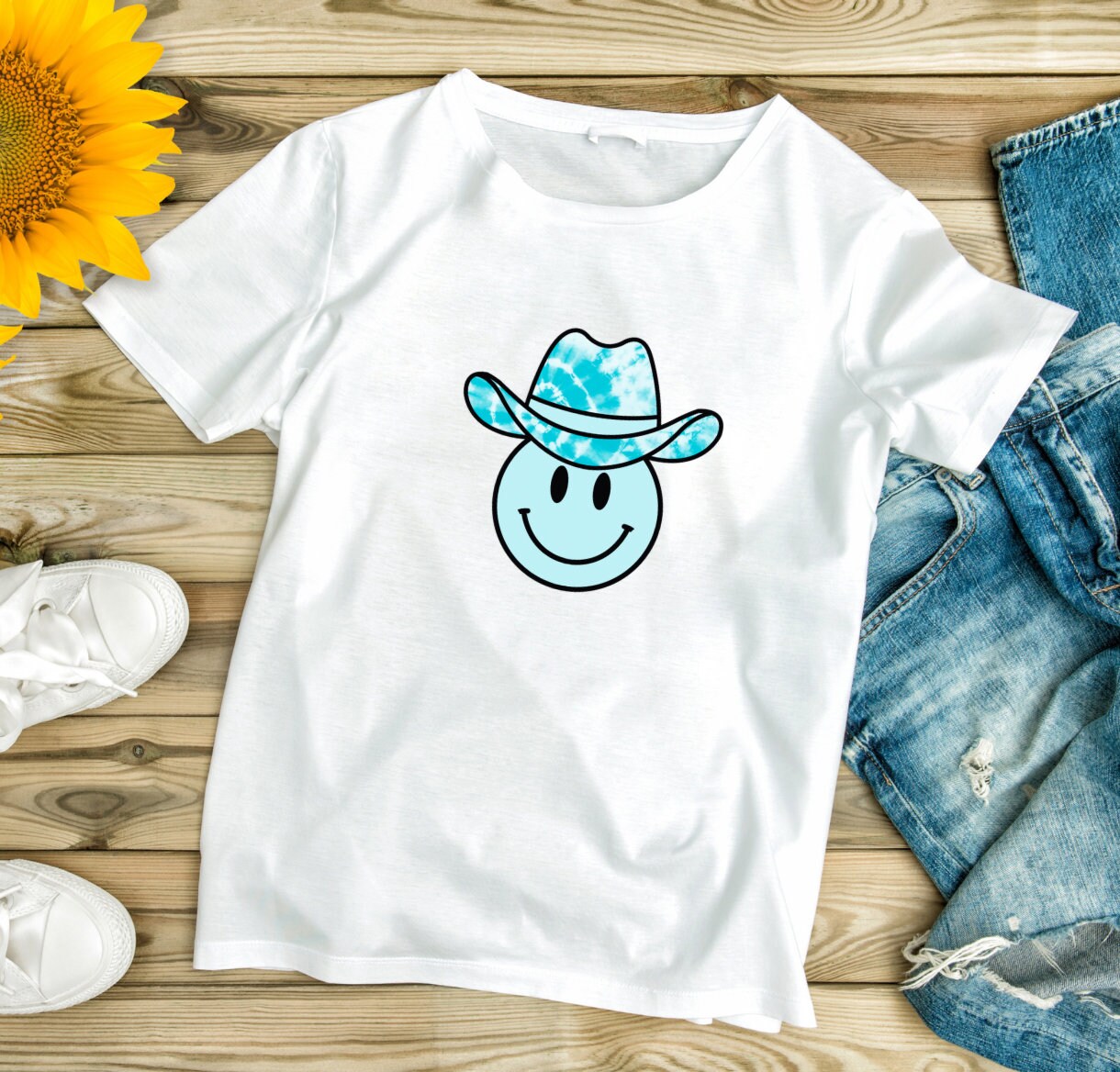 Smiley Face Cowboy Hat Sublimation PNG Bundle Digital Download