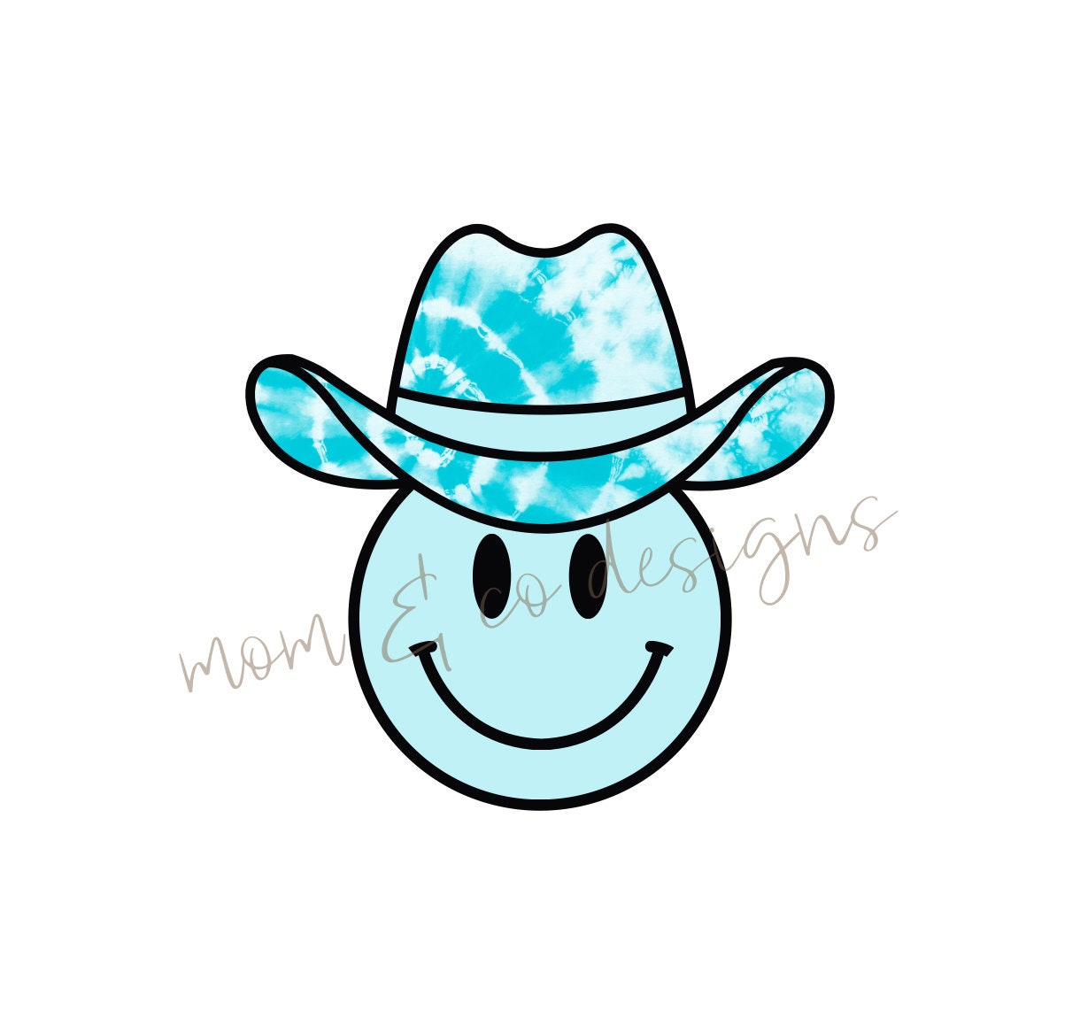 Smiley Face Cowboy Hat Sublimation PNG Bundle Digital Download