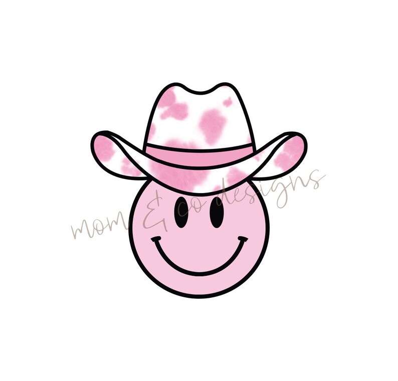 Smiley Face Cowboy Hat Sublimation PNG Bundle Digital Download