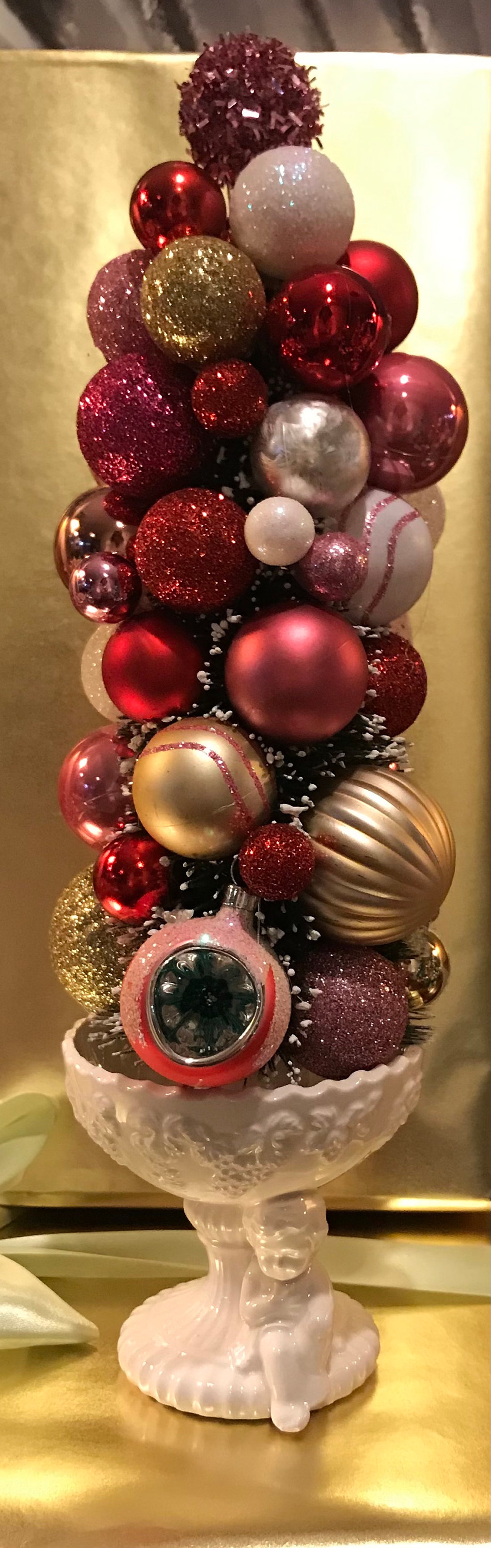 Decorated bottle brush tree centerpieces mantle decor Etsy