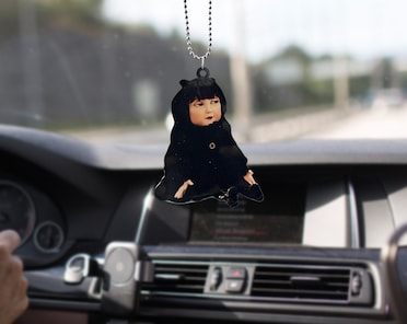 Chow Chow Dog Car Hanging Ornament, Chow Chow On Wooden Box Just