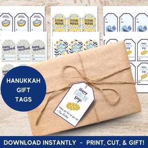 Hanukkah Gift Tags Printable Hanukkah Treat Tags Hanukkah Tags for Party Favors, Baked Goods, and more, PDF (Instant Download)
