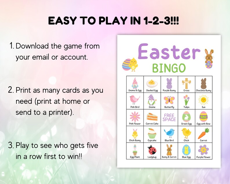 Easter Bingo, 100 Easter Bingo Cards, Printable Easter Activity for ...