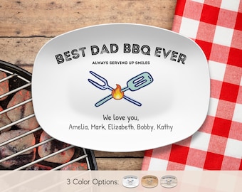Dad’s Grilling Plate, Custom Grilling Gift for Father’s Day, Gift from Kids, Personalized Grilling Platter, Dad BBQ Gift with Kids Names