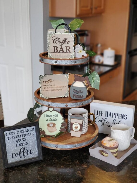 Coffee Tiered Tray Decor Farmhouse Coffee Tiered Tray Decor Etsy
