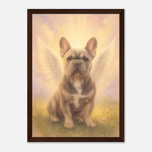 Ritratto commemorativo di un animale domestico con cornice e ali d'angelo / Stampa personalizzata di un cane da una foto / Arte murale tributo al Ponte dell'Arcobaleno / Comfort Acceso