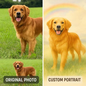 Custom Pet Portrait from Photo – Watercolor Style Digital Download | Personalized Dog or Cat Artwork