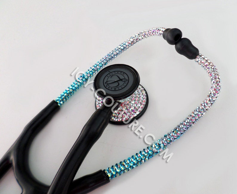 Black Tube Stethoscope Fresh Air Ombre Swarovski Crystals - Etsy