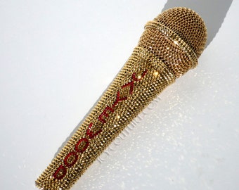 Mic Included - 24K Gold Swarovski Crystals  Custom Crystallized Microphone - Free Name for a limited time.