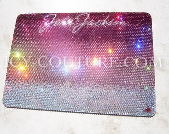 Pink Ombre with Your Name ICY Laptop Cover Swarovski Crystals