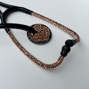 24K Rose Gold Swarovski Crystals Stethoscope Black Tube - Etsy