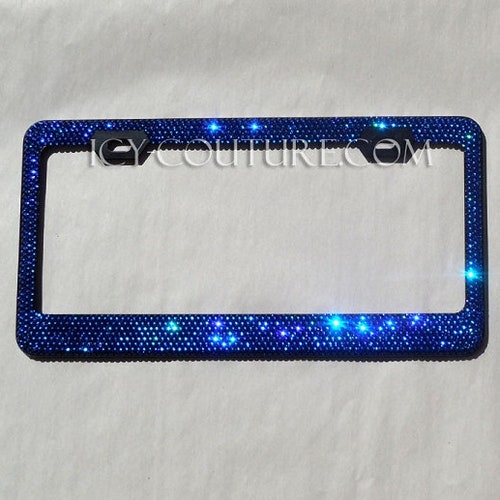 BLUE Chunky Rhinestone Bling License Plate Frame Crystal Etsy