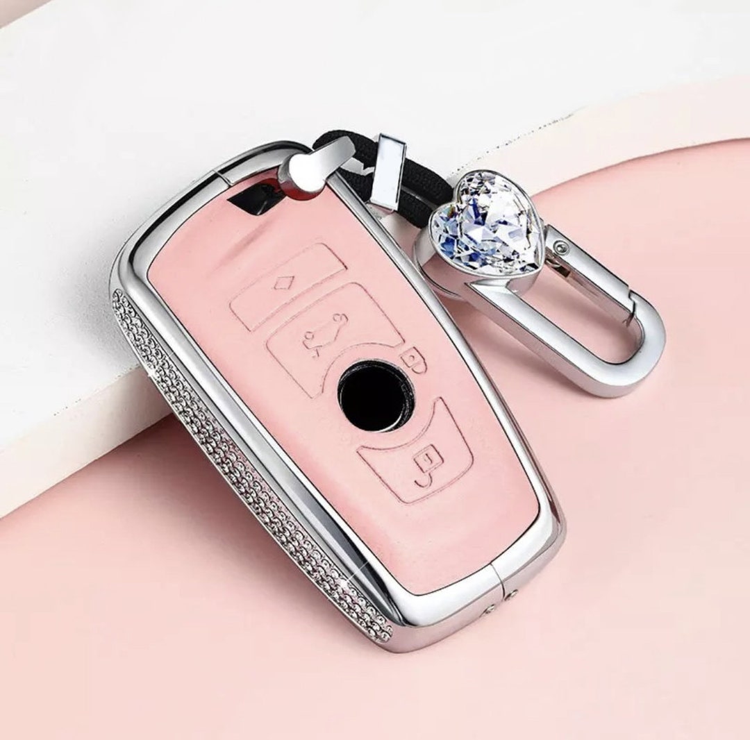Autoschlüssel Schutz Hülle,MoreChioce Luxuriös Glitzer Schlüsseltasche PU  Leder Schlüsseletui 3D Bling Bling Strass Schlüsselmäppchen mit  Reißverschluss und Schlüsselanhänger,Weiß : : Fashion