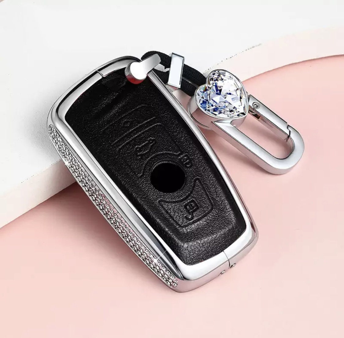 Yi Pin Cute Heart Diamond Car Key Case Cover Fit For BMW