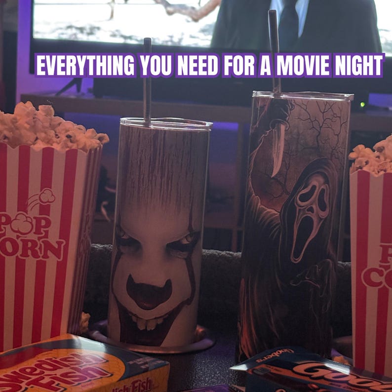 Horror Movie Night Box | Stainless Steel Tumblers, Candy, Popcorn (date ...