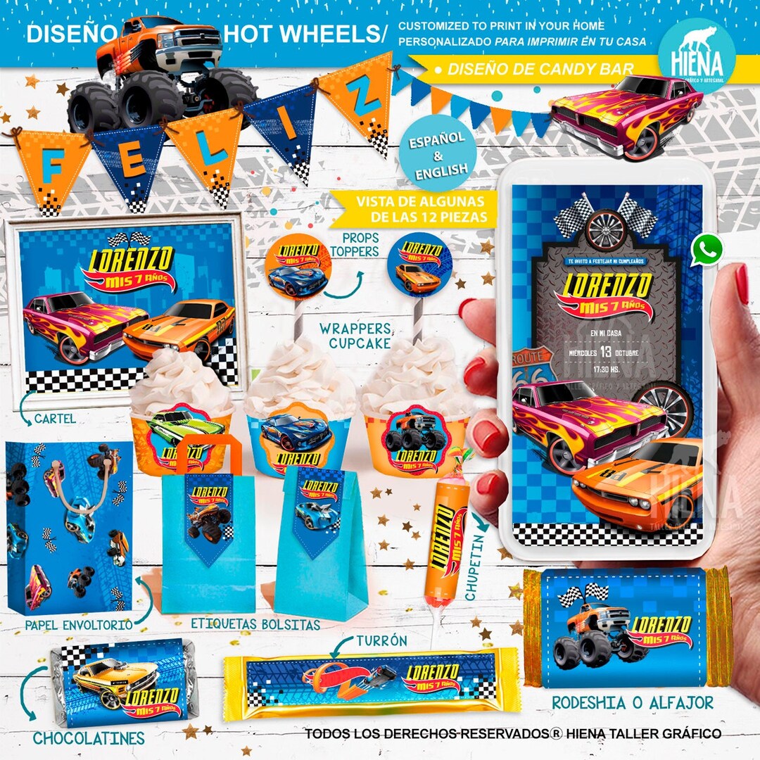 Printable Kit Hot Wheels Candy Bar Birthday Party Supplies Etsy
