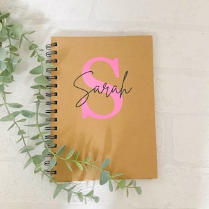 Personalised Notebook/Name & Initial Teacher gift/present/new job/friend/Christmas gift/birthday/leaving/notepad/hardback/school/Student