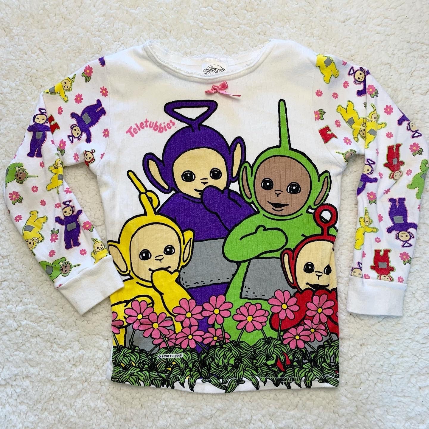 4/5T Vintage Teletubbies Long Sleeve Graphic Shirt Pajama Top 90s 