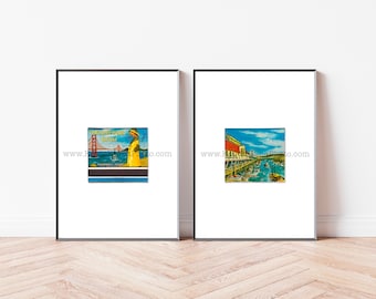 Gruta de los Pescadores n.° 9, San Francisco, California - Juego de 2 impresiones fotográficas en caja de cerillas sin marco