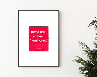 Just a Few SMILES FROM HOME Photography Print - Vintage Matchbook Print - Unframed Wall Art Print - Ready to Frame Home Decor