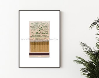 MAUI PALMS HOTEL Photography Print - Vintage Matchbook Print - Unframed Wall Art - Kahului Bay, Maui, Hawaii