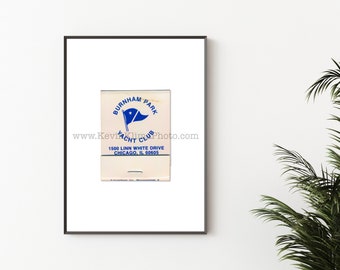 Chicago Wall Art, Burnham Park Yacht Club, Chicago Photography Print - Vintage Matchbook Print - Unframed Wall Art Print