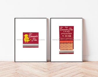 New Orleans Art, Set of 2 COMMANDER'S PALACE Restaurant Photography Prints - Unframed Vintage Matchbook Print - Wall Art Print