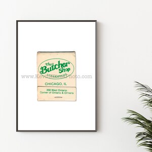The BUTCHER SHOP, Chicago - Unframed Photography Print, Vintage Matchbook Wall Art - Old Chicago Restaurants