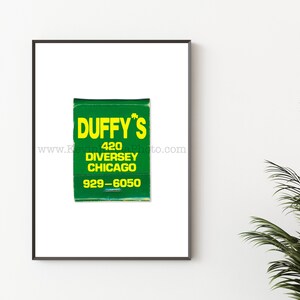 Chicago Fotografie Druck - Ungerahmt Vintage Streichholzbuch Druck - Duffy&#39;s Irish Bar, Lincoln Park, Chicago