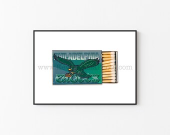 PHILADELPHIA EAGLES Vintage Matchbook Print - Unframed Wall Art Print - Sports Photography, NFL Football Team, Vintage Wall Art