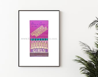 Chicago Wall Art, GIRLS! FRENCH CASINO, Photography Print - Vintage Matchbook Print - Unframed Wall Art Print - Chicago Art Print