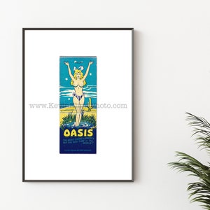 OASIS, TOPLESS Pinup Girl - Modern Photography Print - Vintage Matchbook Print - Unframed Art Print - Kitchen Decor - Cool Wall Art