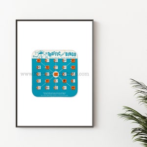 Vintage TRAFFIC BINGO Wall Art Print - Unframed Vintage Toy Print - Vintage Wall Decor