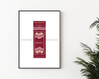 Chicago Photography Print - Unframed Vintage Matchbook Print - The BEAUMONT BAR, Lincoln Park, Chicago Art