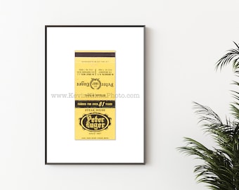 PETER LUGER Steak House, NYC - Vintage Matchbook Art Print - Vintage Restaurant Print - Unframed Wall Art Print