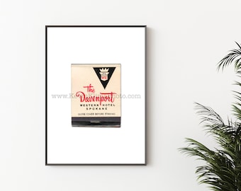THE DAVENPORT HOTEL, Spokane, Washington - ingelijste fotografieprint, vintage luciferafdruk