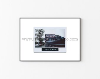 HEART O CHICAGO Motel, Modern Photography Print, Unframed Wall Art - Polaroid Instant Film Print - Chicago Photography