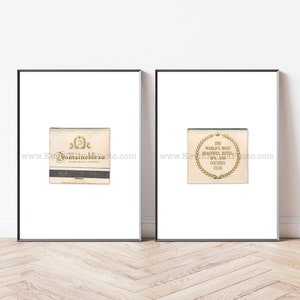Vintage Miami Beach Hotel Art, Set of 2 Vintage Matchbook Prints - Unframed Art Print - The Fontainebleau Hotel Resort, Miami Beach, Florida