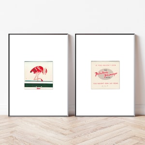 Vintage Las Vegas Flamingo Art - Set of 2 - Old Casino Prints - Wall Art Print - Flamingo Casino and Resort,