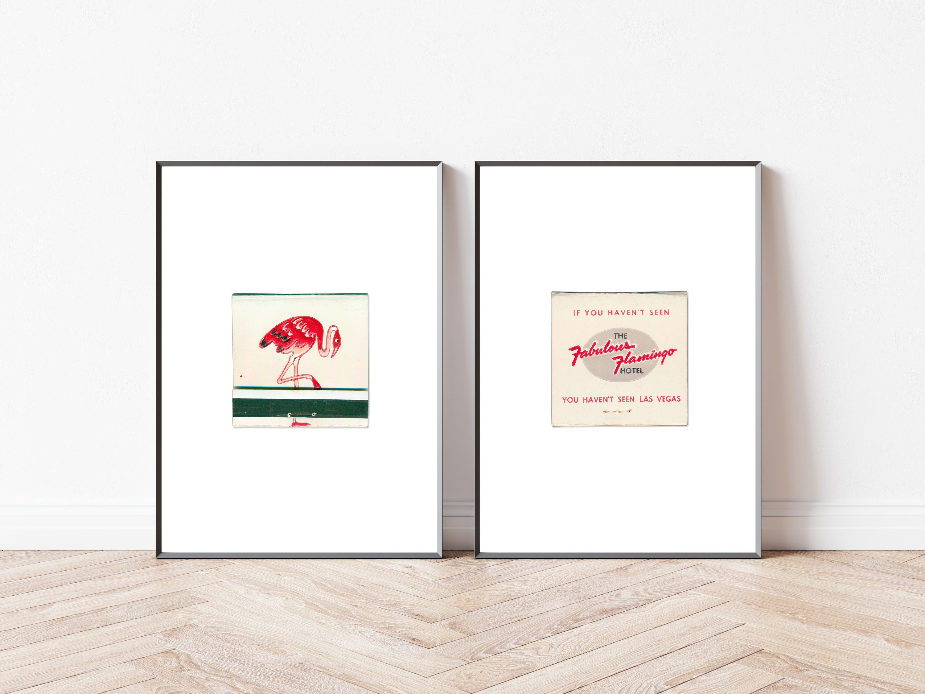 Vintage Las Vegas Flamingo Art - Set of 2 - Old Casino Prints - Wall Art Print - Flamingo Casino and Resort,