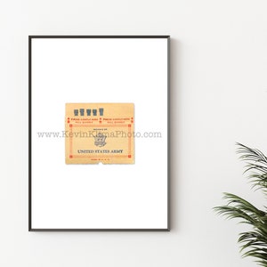 US ARMY Vintage Matchbook Print - Unframed Wall Art Print - United States Armed Forces - Army Veteran Art Print
